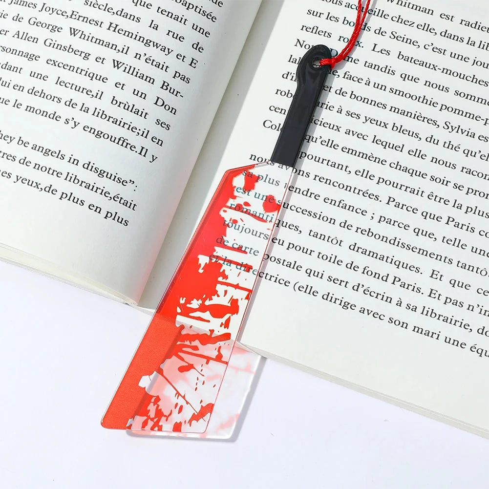 Horror Knife Acrylic Bookmark with Black Tassel
