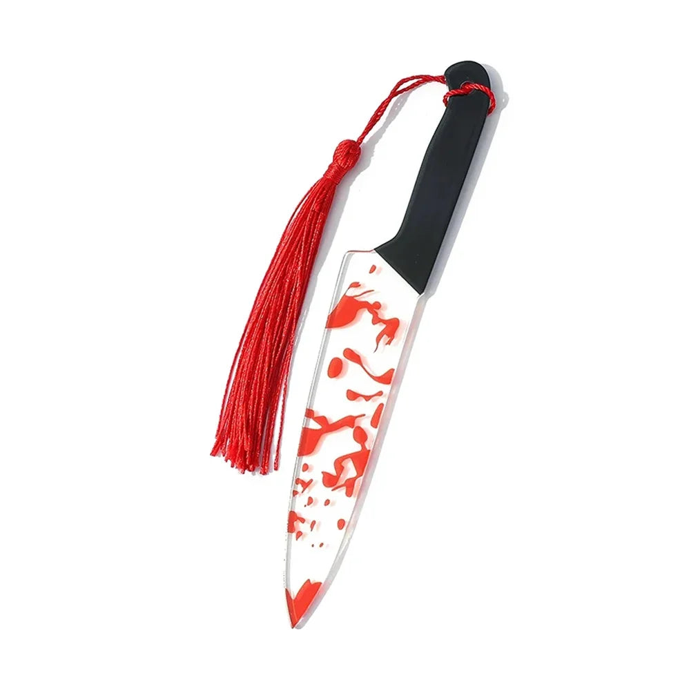 Horror Knife Acrylic Bookmark with Black Tassel
