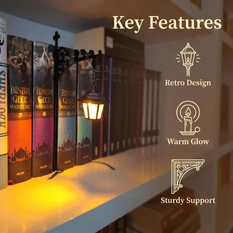 Vintage Gothic Bookshelf Lantern – Warm Reading Light