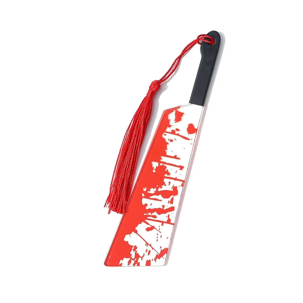 Horror Knife Acrylic Bookmark with Black Tassel