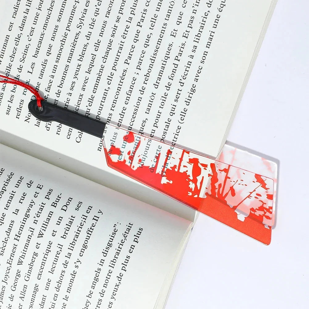 Horror Knife Acrylic Bookmark with Black Tassel