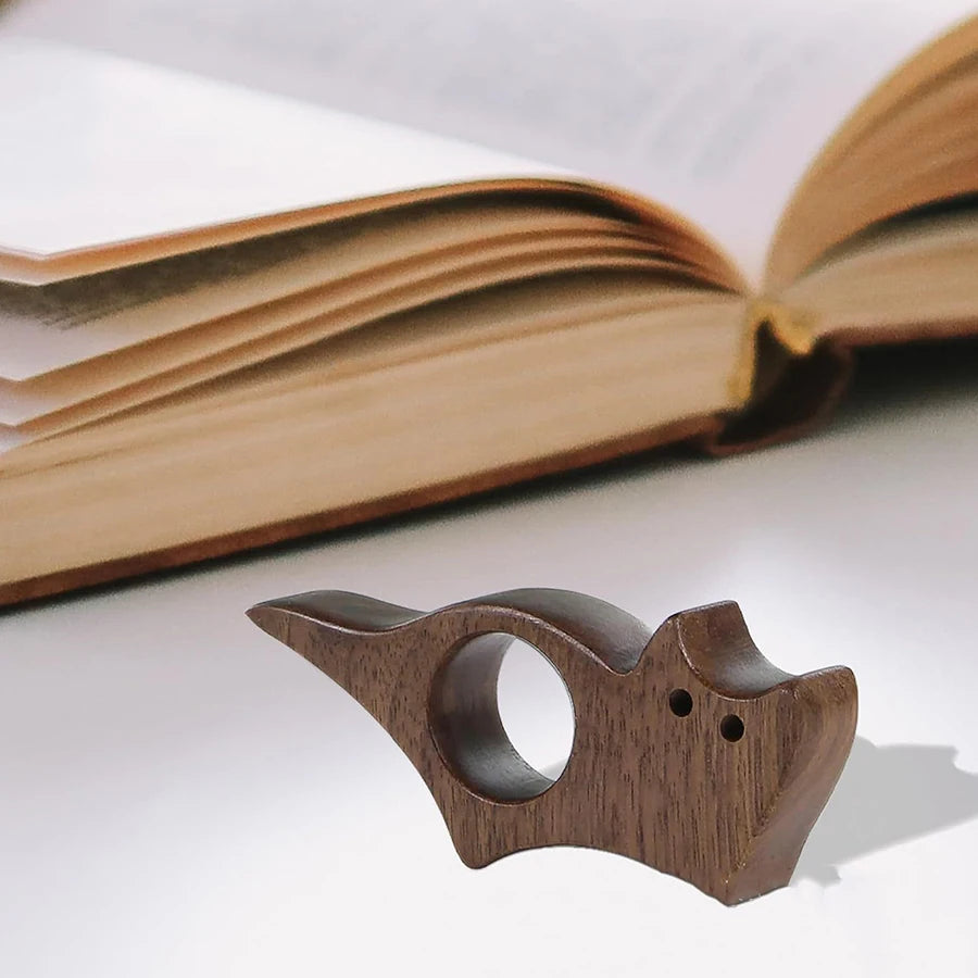 Wooden Cat Page Holder for One-Handed Reading